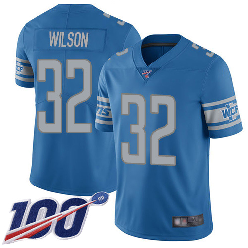Detroit Lions Limited Blue Men Tavon Wilson Home Jersey NFL Football #32 100th Season Vapor Untouchable->detroit lions->NFL Jersey